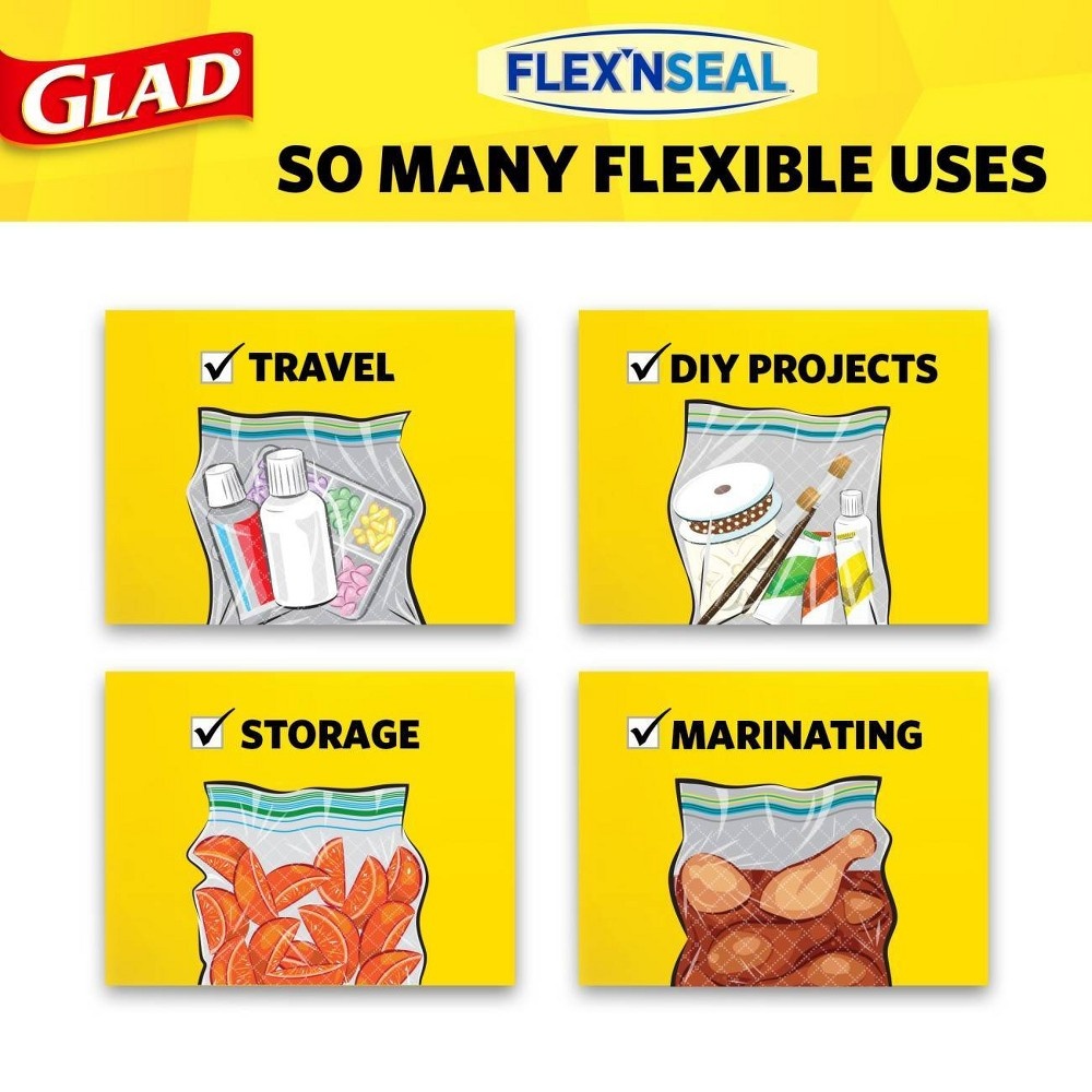 slide 5 of 16, Glad Flex'N Seal Quart Travel Bags, 8 ct