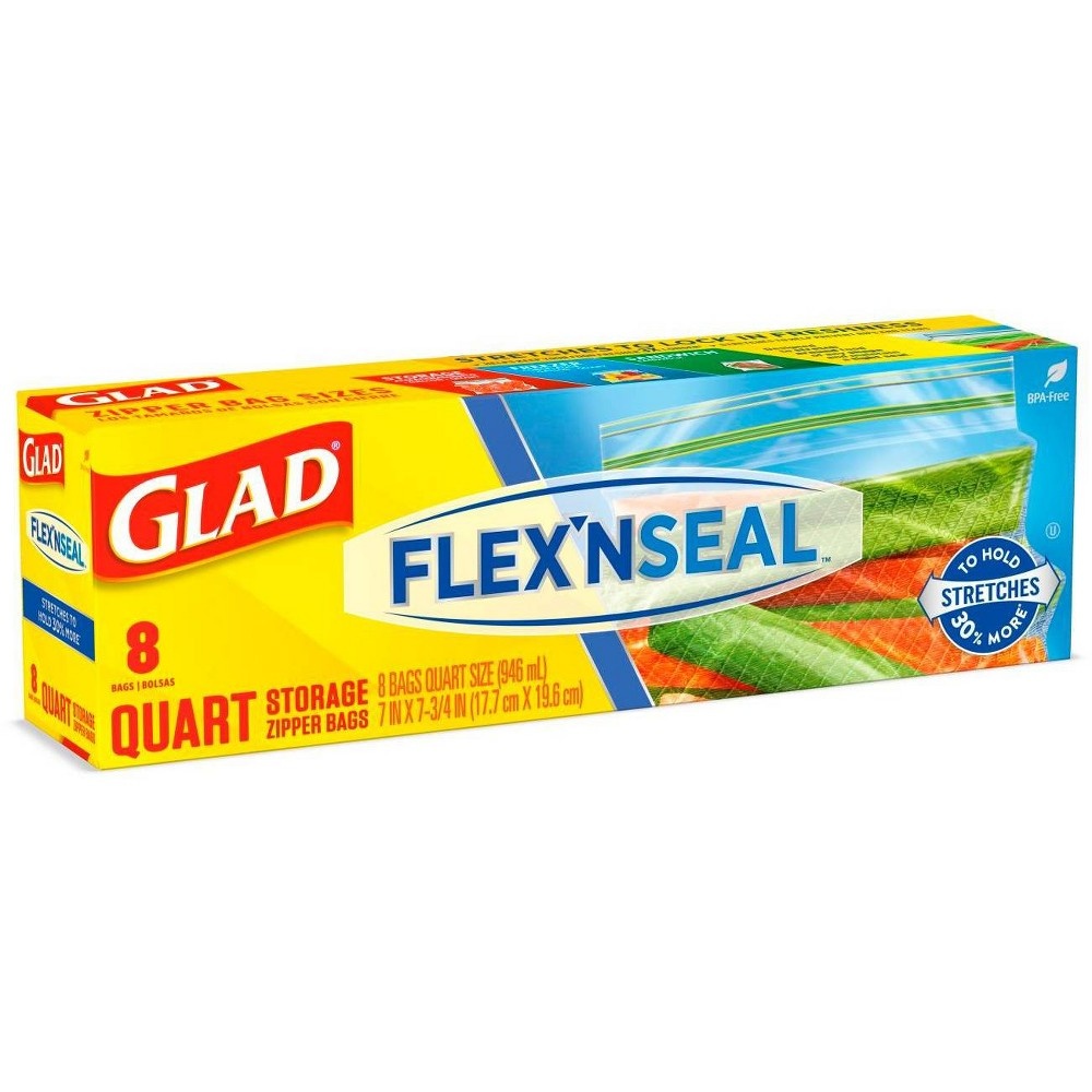 slide 6 of 16, Glad Flex'N Seal Quart Travel Bags, 8 ct