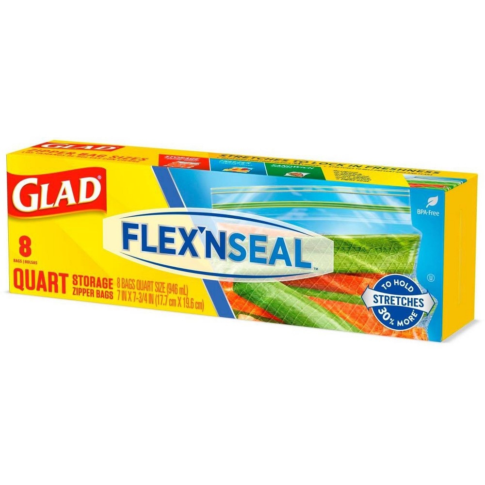 slide 7 of 16, Glad Flex'N Seal Quart Travel Bags, 8 ct