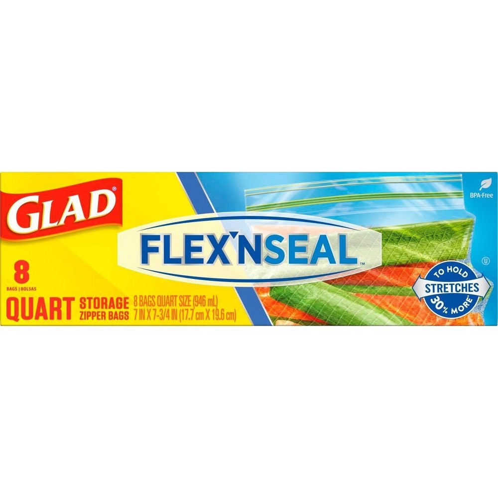 slide 11 of 16, Glad Flex'N Seal Quart Travel Bags, 8 ct