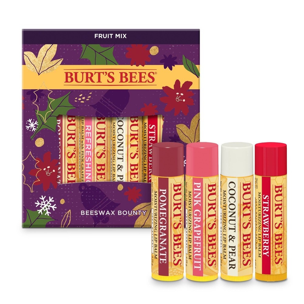 slide 2 of 4, Burt's Bees Beeswax Bounty Fruit Mix Gift Set, 4 ct; 0.6 oz