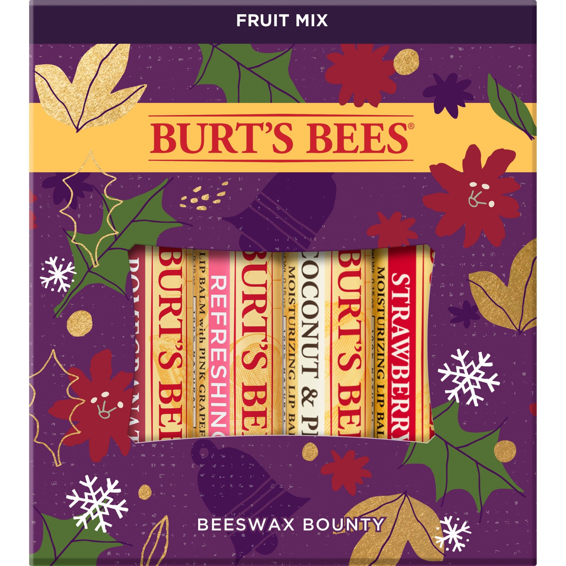 slide 1 of 4, Burt's Bees Beeswax Bounty Fruit Mix Gift Set, 4 ct; 0.6 oz