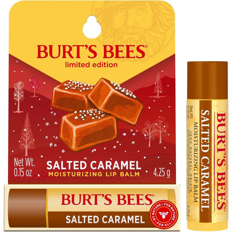 slide 2 of 9, Burt's Bees Holiday Limited Edition Stocking Stuffer Moisturizing Lip Balm - Salted Caramel - 0.15oz, 0.15 oz