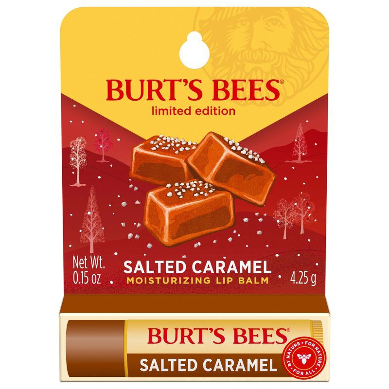 slide 1 of 9, Burt's Bees Holiday Limited Edition Stocking Stuffer Moisturizing Lip Balm - Salted Caramel - 0.15oz, 0.15 oz