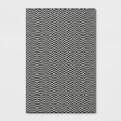 4'x6' Reversible Diamond Rectangular Loomed Indoor Outdoor Accent Rug Black - Room Essentials™