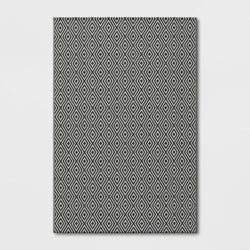 4'x6' Reversible Diamond Rectangular Loomed Indoor Outdoor Accent Rug Black - Room Essentials™