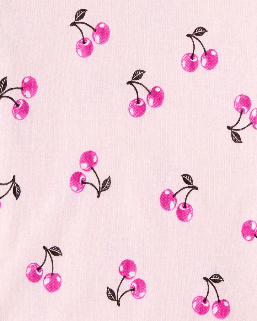 slide 2 of 3, Carter's Carters Girls Cherries Print 100% Cotton Long-Sleeve 4-Piece Pajamas - Pink/White Pink/White 12, 4 pc