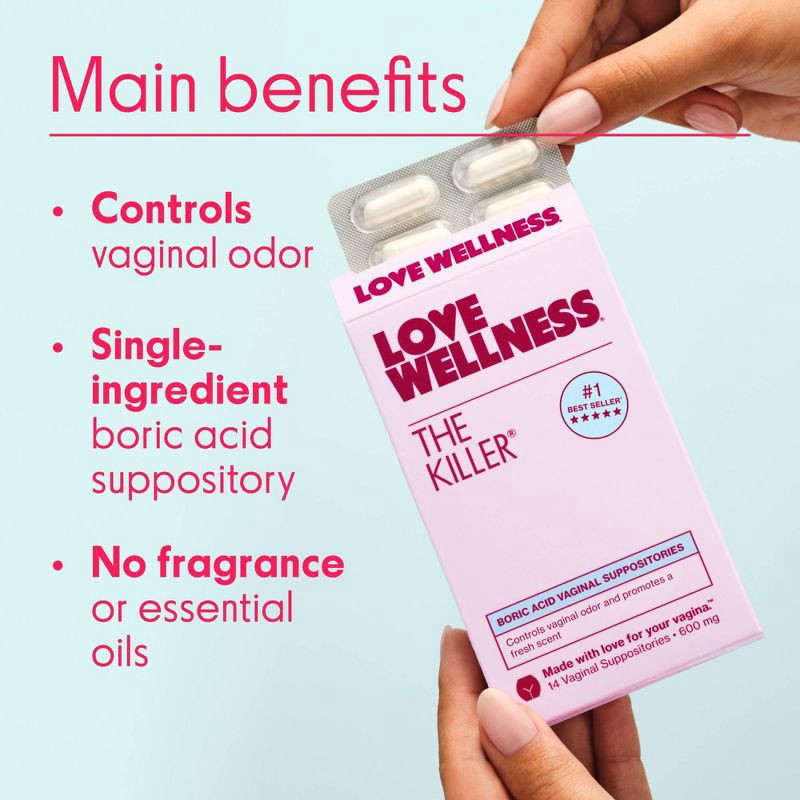 slide 4 of 8, Love Wellness The Killer Boric Acid Suppositories - 14ct, 14 ct