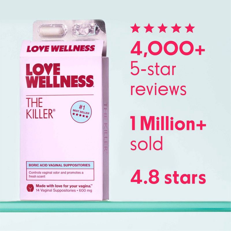 slide 7 of 8, Love Wellness The Killer Boric Acid Suppositories - 14ct, 14 ct