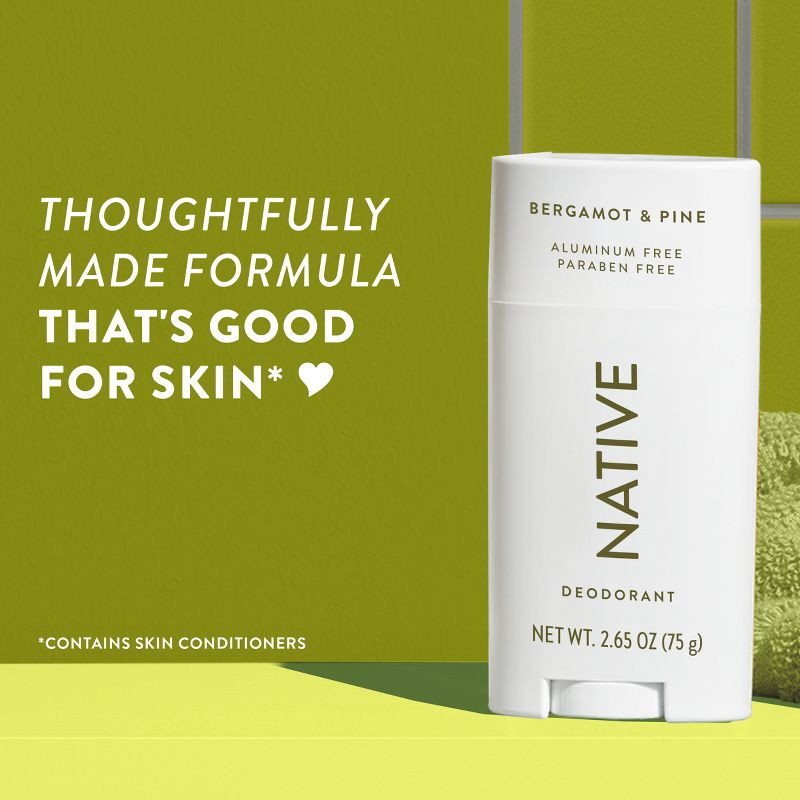 slide 5 of 10, Native Deodorant for Men & Women - Bergamot & Pine - Aluminum-Free - 2.65oz, 2.65 oz
