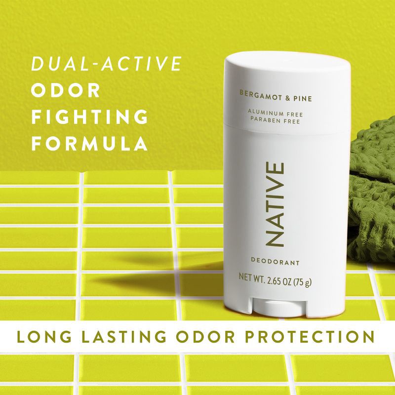 slide 7 of 10, Native Deodorant for Men & Women - Bergamot & Pine - Aluminum-Free - 2.65oz, 2.65 oz