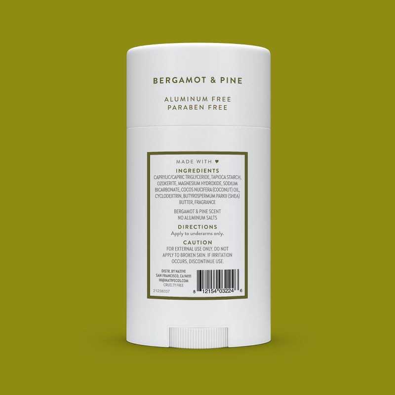 slide 9 of 10, Native Deodorant for Men & Women - Bergamot & Pine - Aluminum-Free - 2.65oz, 2.65 oz
