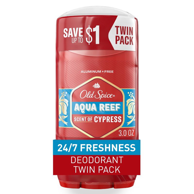 slide 7 of 10, Old Spice Deodorant Aqua Reef Twin Pack - 3oz/2pk, 2 ct; 3 oz