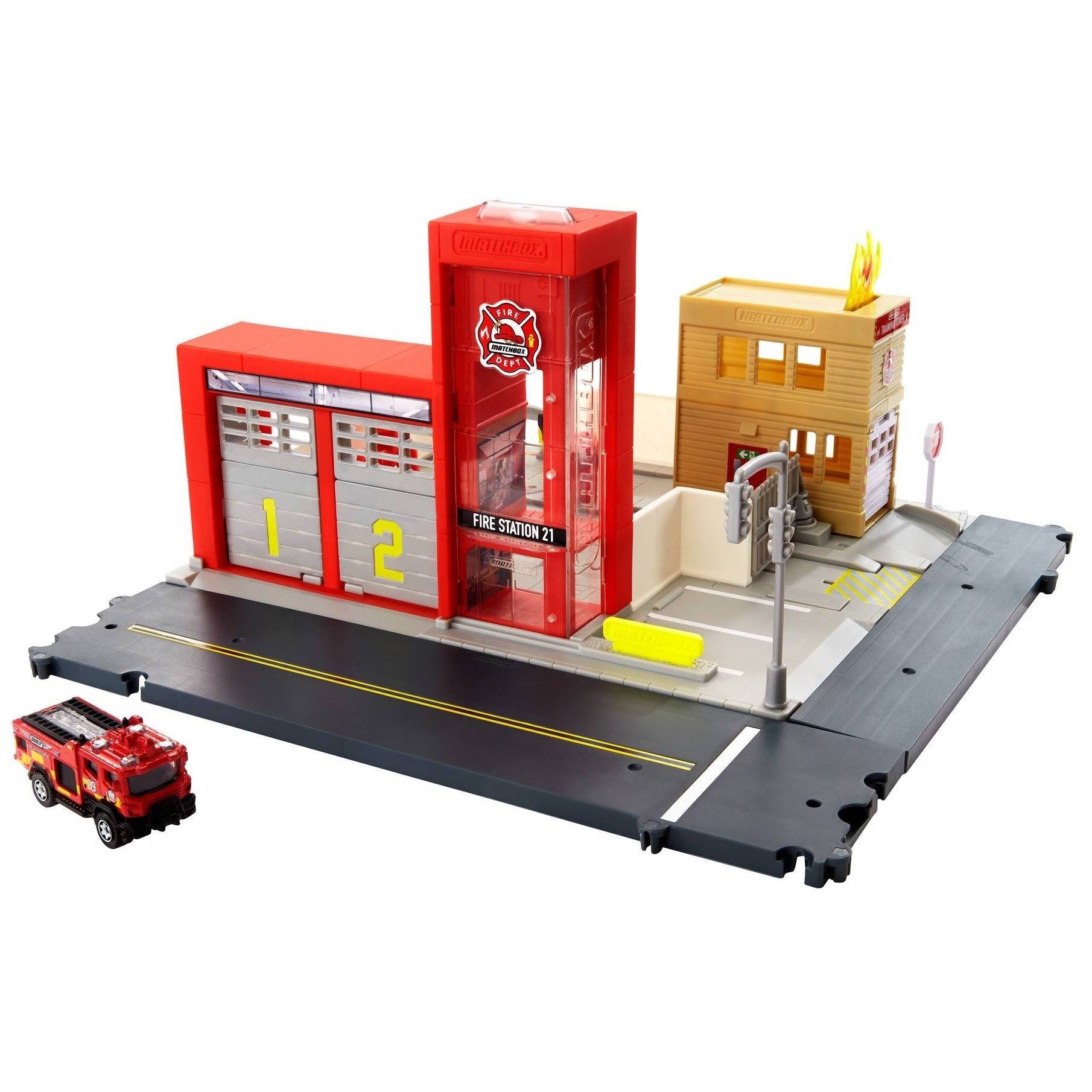 slide 1 of 6, Matchbox Action Drivers Matchbox Fire Station Rescue Playset, 1 ct