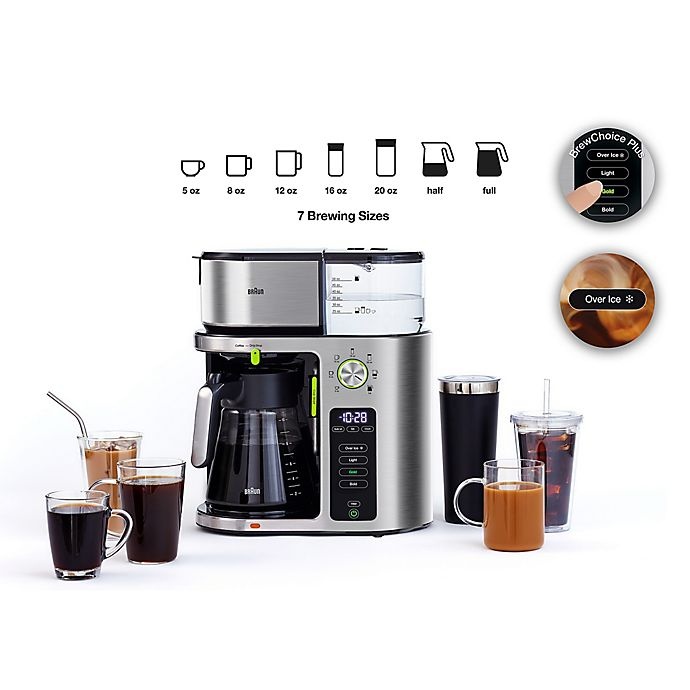 slide 2 of 6, Braun 10-Cup MultiServe Coffee Maker - Stainless Steel/Black, 1 ct