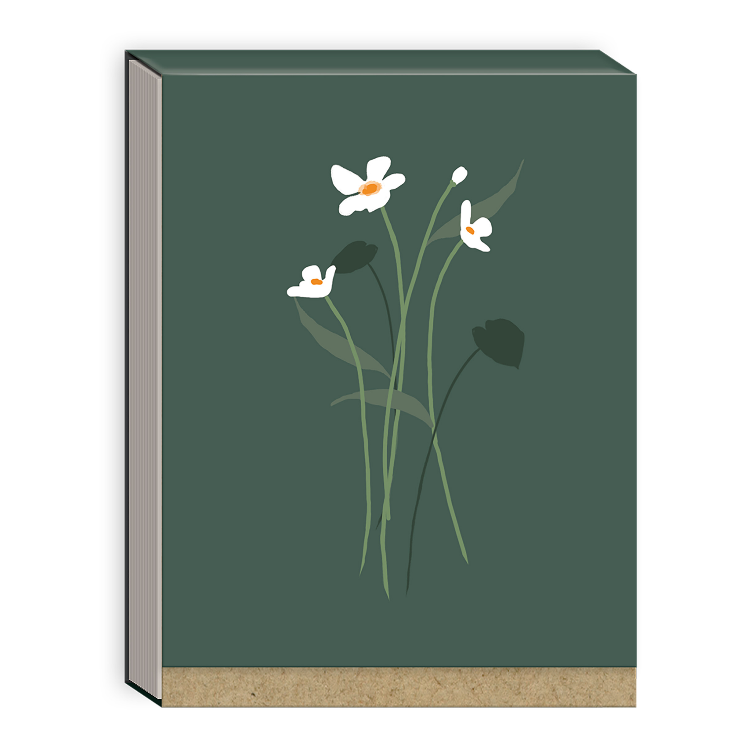 slide 1 of 1, Punch Studio Notepad Floral Dark Green, 1 ct