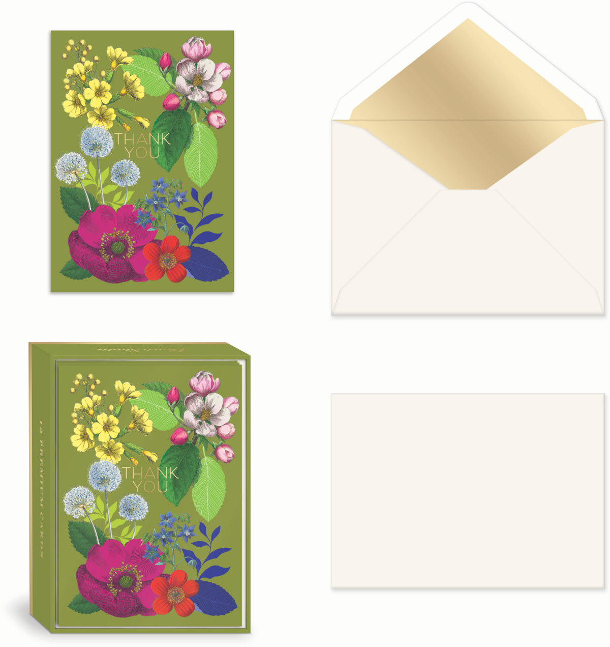 slide 1 of 1, PUNCH STUDIO NOTECARDS VINTAGE FLORAL, 12 ct