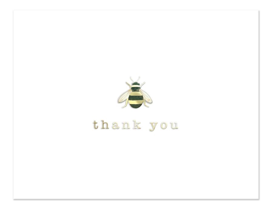 slide 3 of 3, Punch Studio Elegant Thank You Note Cards with Envelopes, Bee, Blank Inside, Cards, 10 ct; 5 1/2 in x 4 1/4 in