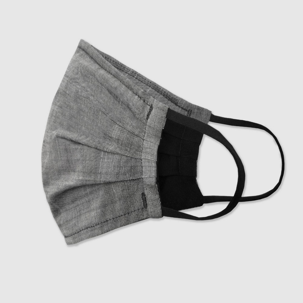 slide 3 of 6, Women's 2pk Fabric Face Masks - Universal Thread Black Solid/Chambray L/XL, 2 ct