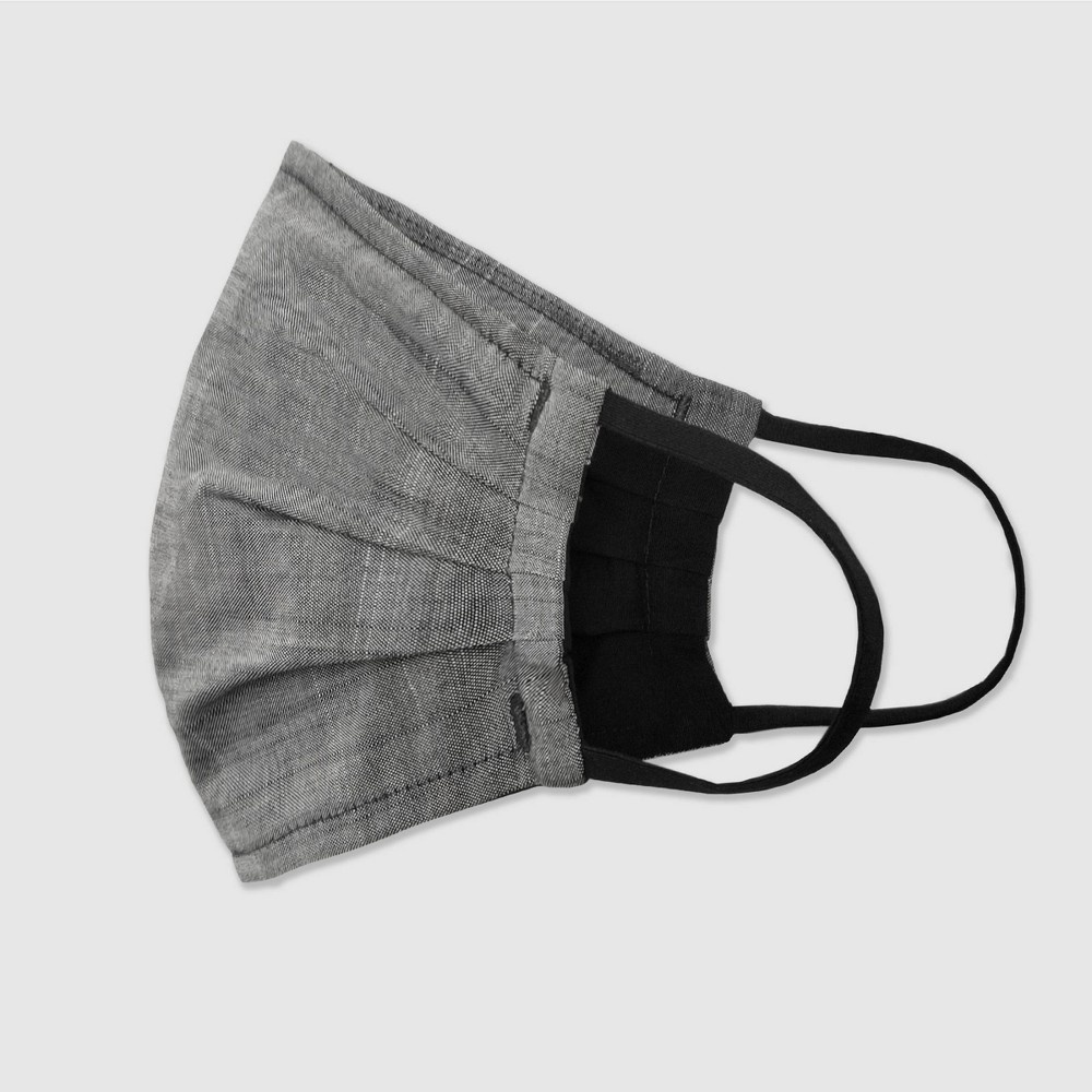 slide 4 of 6, Women's 2pk Fabric Face Masks - Universal Thread Black Solid/Chambray L/XL, 2 ct