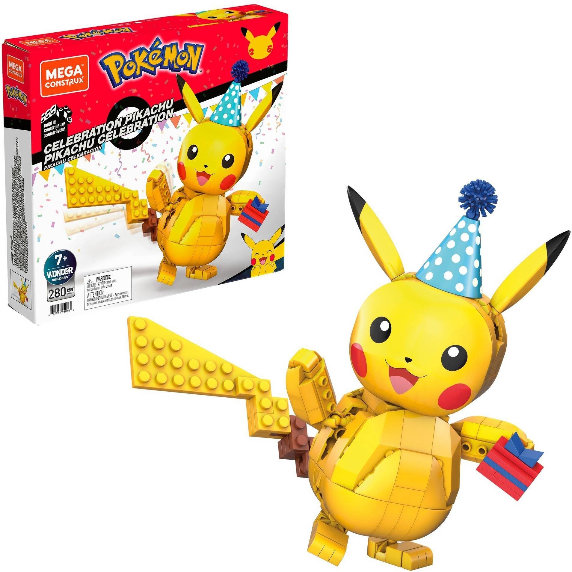 slide 1 of 5, Mega Construx Pokémon Celebration Pikachu Construction Set, 1 ct