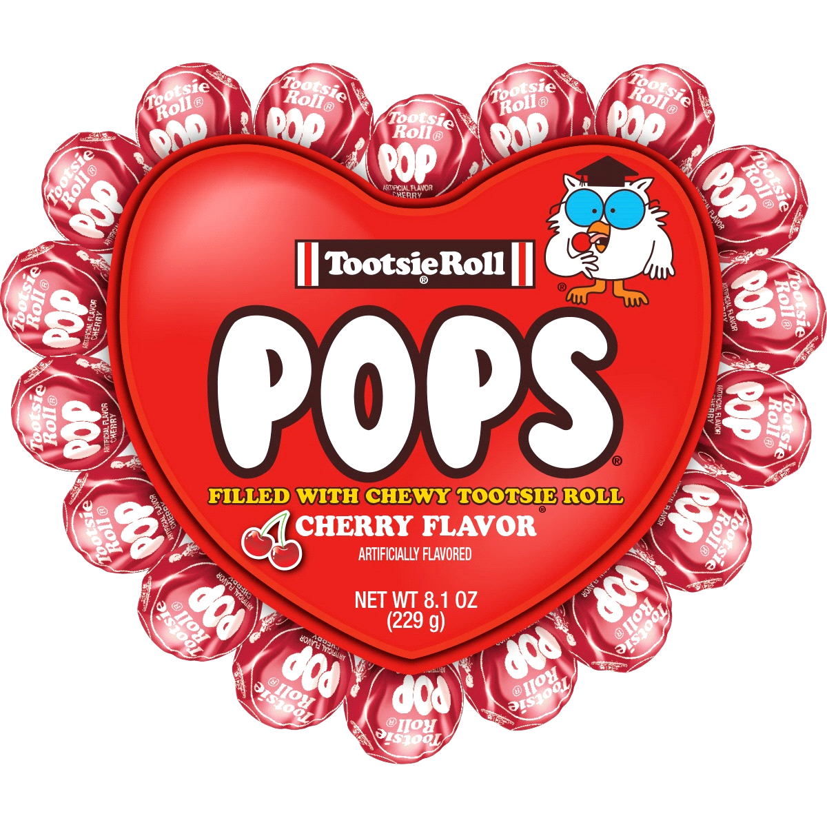 slide 1 of 1, Tootsie Roll Tootsie Pops Valentine Heart, 8.1 oz