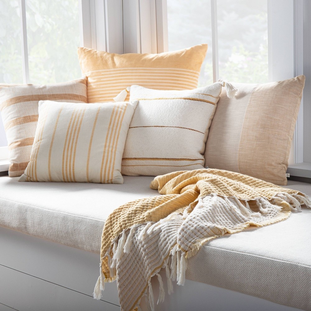 Accent Pillow-Cream Textured Stripes 18X18