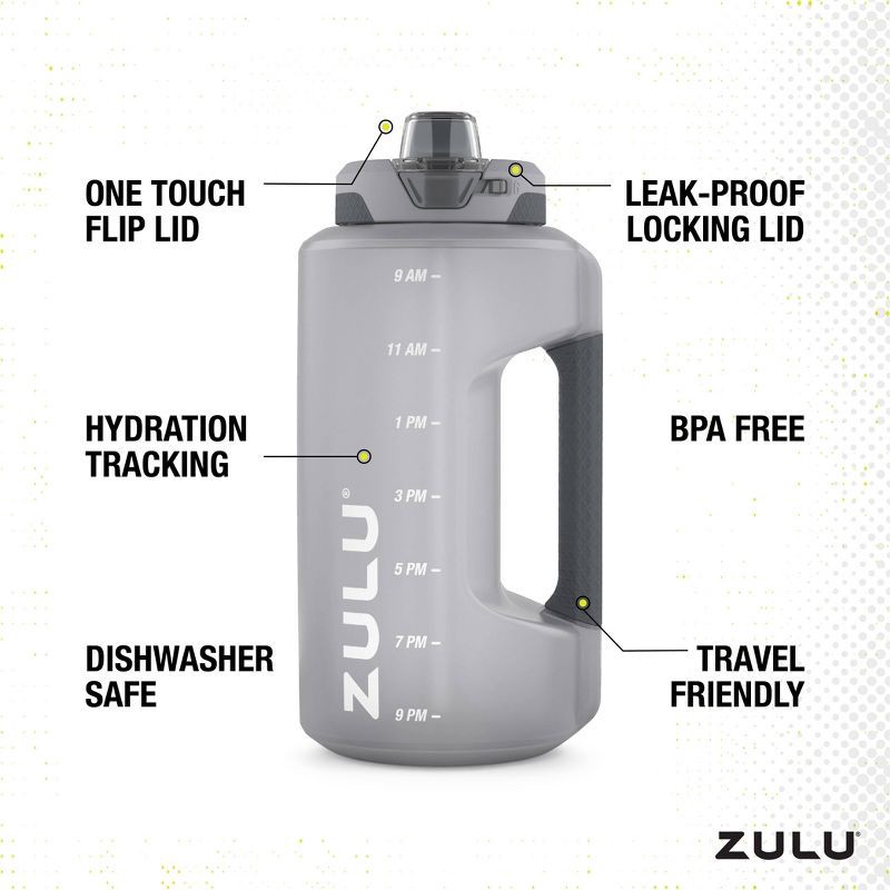 slide 5 of 6, Zulu Goals 64oz Half Gallon Plastic Jug - Gray, 64 oz