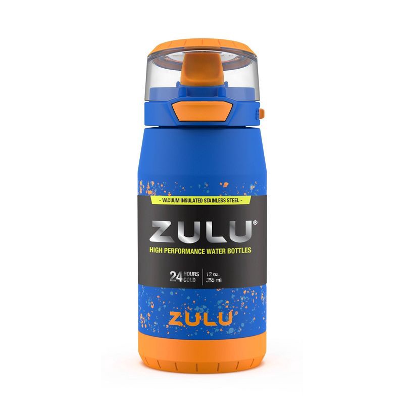 slide 4 of 8, Zulu Flex 12oz Stainless Steel Water Bottle - Blue/Orange, 1 ct