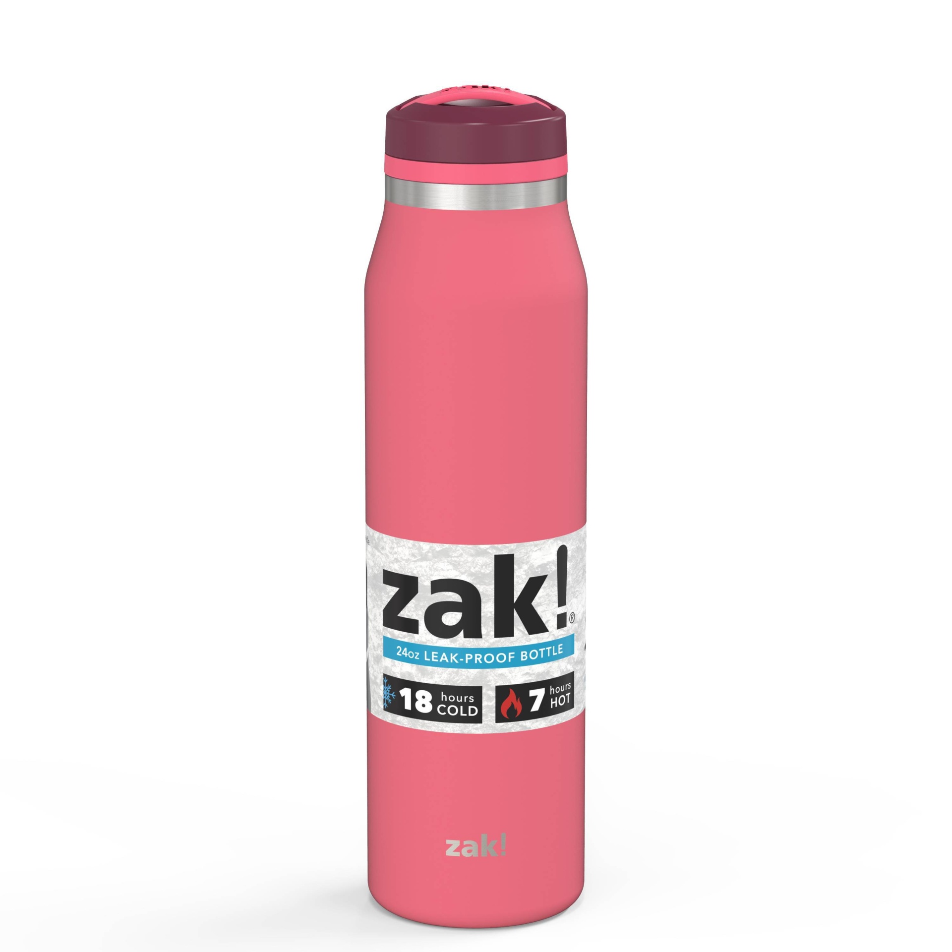 slide 1 of 5, Zak Designs Zak! Designs 24oz Chug Vacuum Insulated Double Wall Stainless Steel Water Bottle - Pink, 1 ct