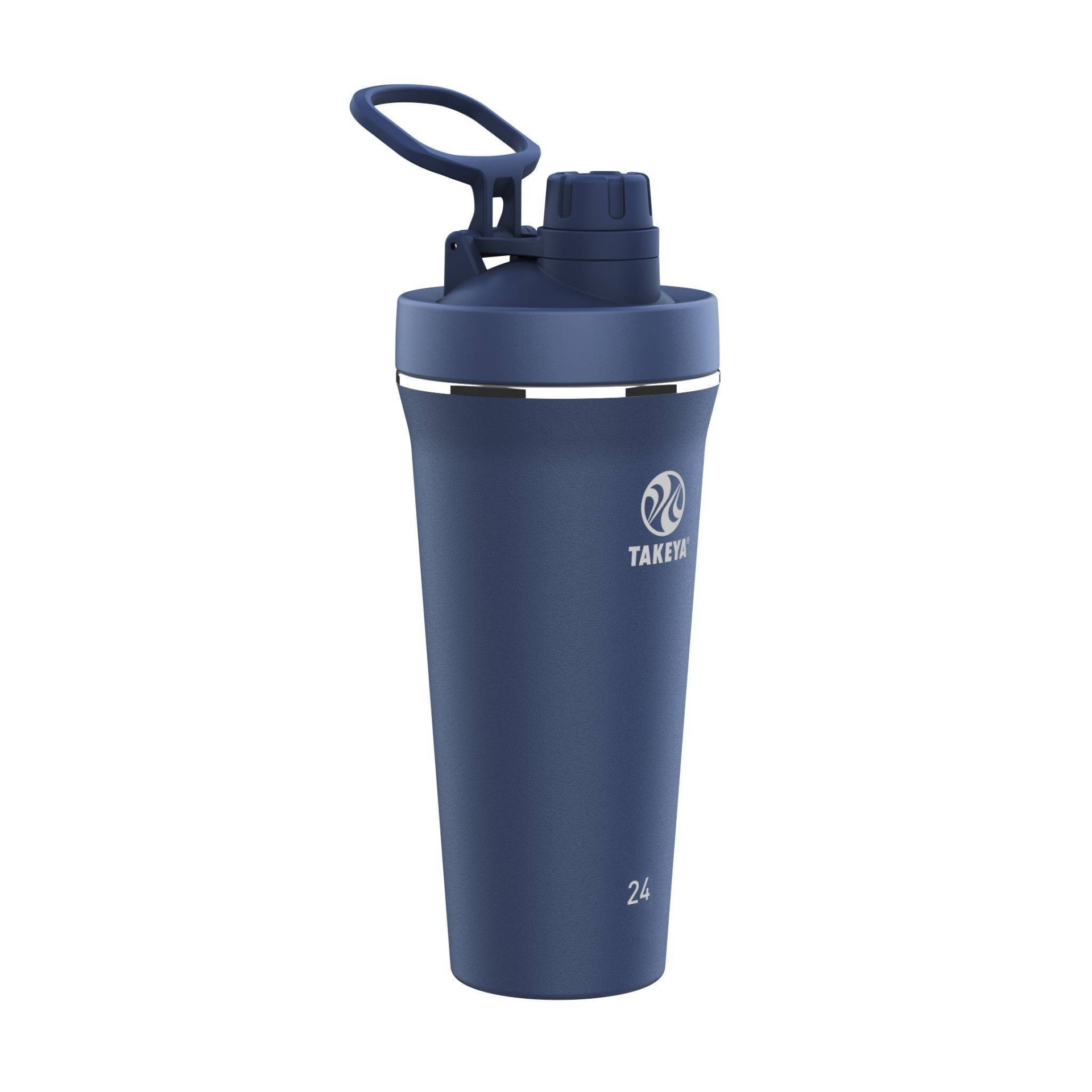 slide 1 of 5, Takeya 24oz Insulated Stainless Steel Protein Shaker Water Bottle with Flip-Lock Spout Lid - Midnight Blue, 1 ct