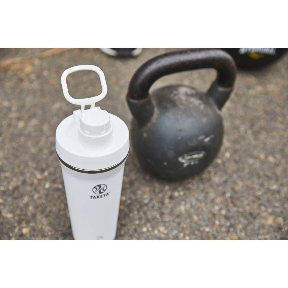 slide 3 of 5, Takeya 24oz Insulated Stainless Steel Protein Shaker Water Bottle with Flip-Lock Spout Lid - Artic White, 1 ct