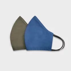 Kids' 2pk Cloth Face Masks - Cat & Jack Olive Green/Blue