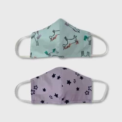 Kids' 2pk Unicorn Cloth Face Masks - Cat & Jack Lavender/Green