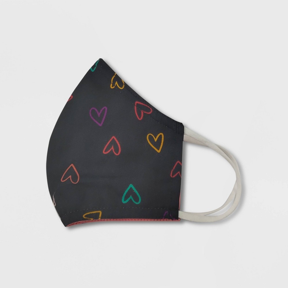 slide 6 of 6, Kids' 2pk Heart Cloth Face Masks - Cat & Jack Gray/Pink, 2 ct