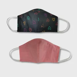 Kids' 2pk Heart Cloth Face Masks - Cat & Jack Gray/Pink