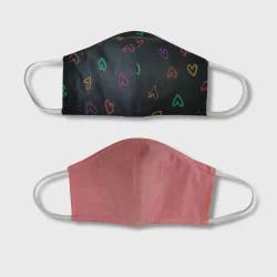 Kids' 2pk Heart Cloth Face Masks - Cat & Jack Gray/Pink