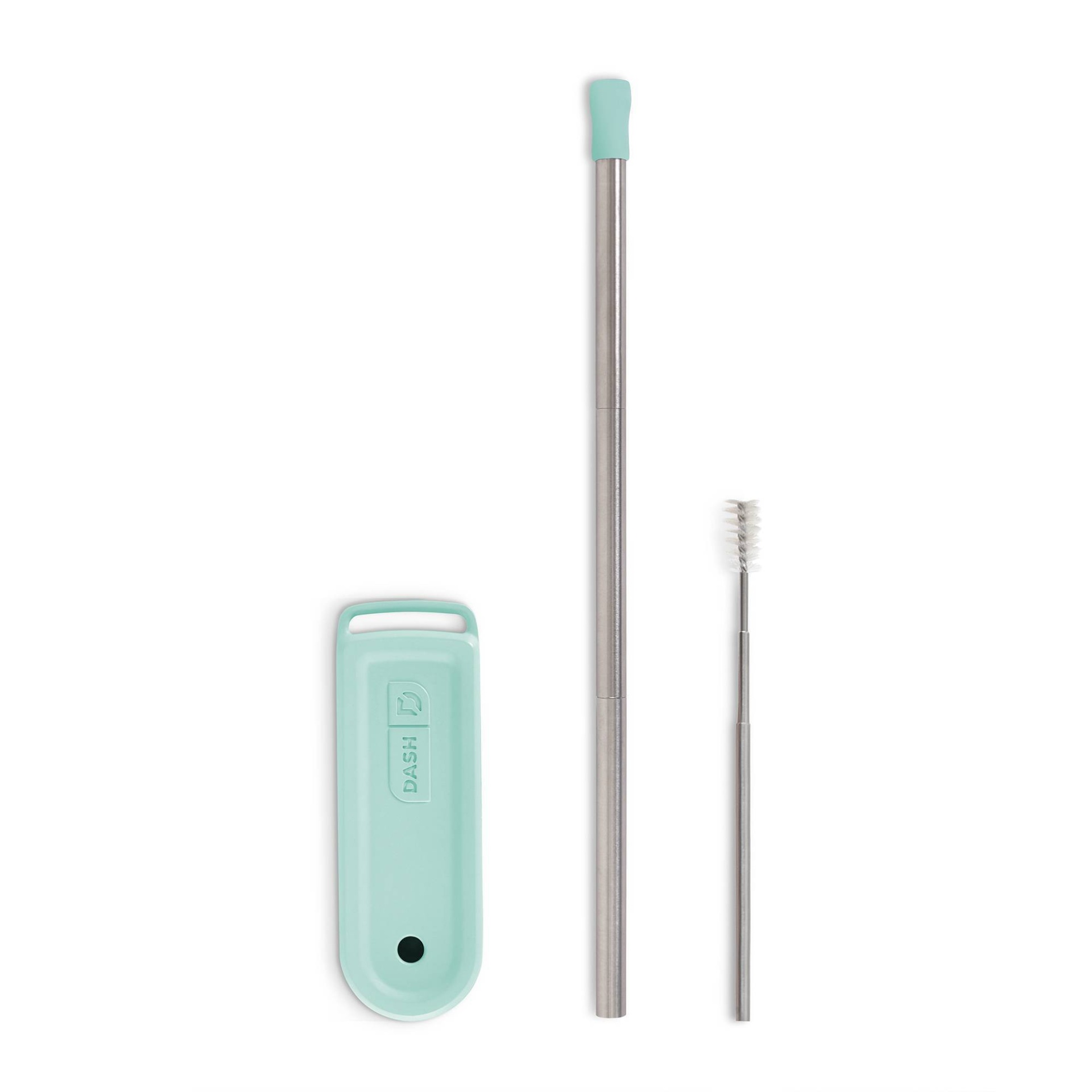 slide 1 of 6, Dash Magnetic Collapsible Super Straw with Carrying Case Aqua, 1 ct