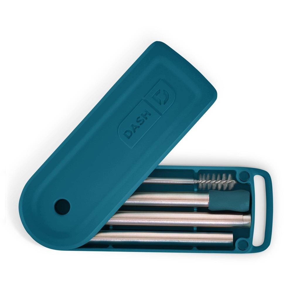 slide 3 of 6, Dash Magnetic Collapsible Super Straw with Carrying Case Teal, 1 ct