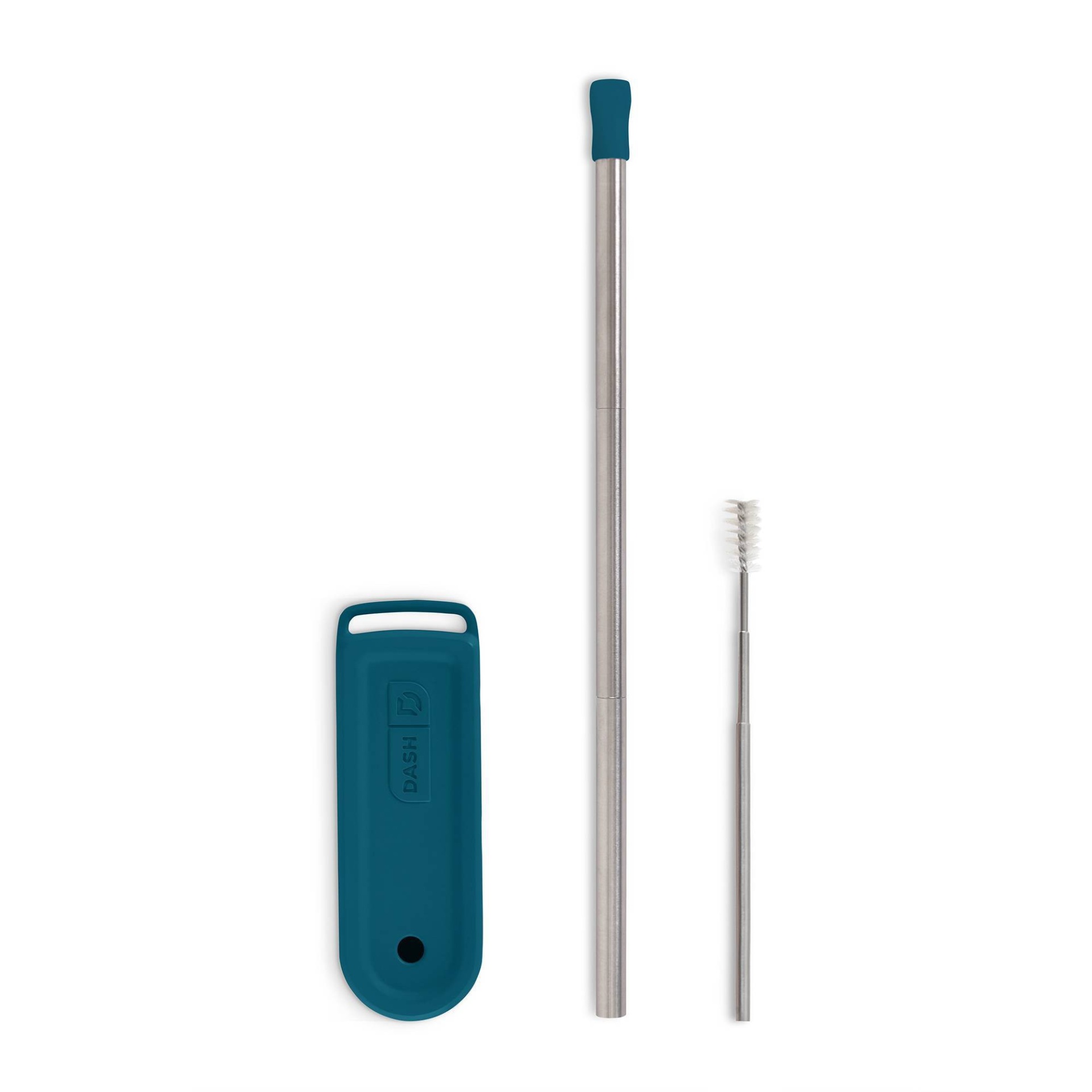 slide 1 of 6, Dash Magnetic Collapsible Super Straw with Carrying Case Teal, 1 ct