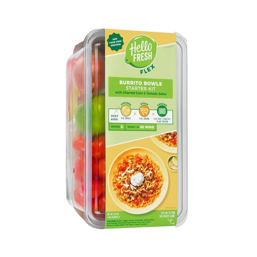 slide 2 of 3, HelloFresh Flex Burrito Bowls With Charred Corn & Tomato Salsa Meal Starter Kit, 31.6 oz