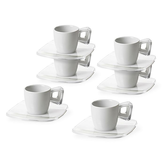 slide 2 of 2, Omada Adamo Espresso Cups and Saucers - White, 6 ct