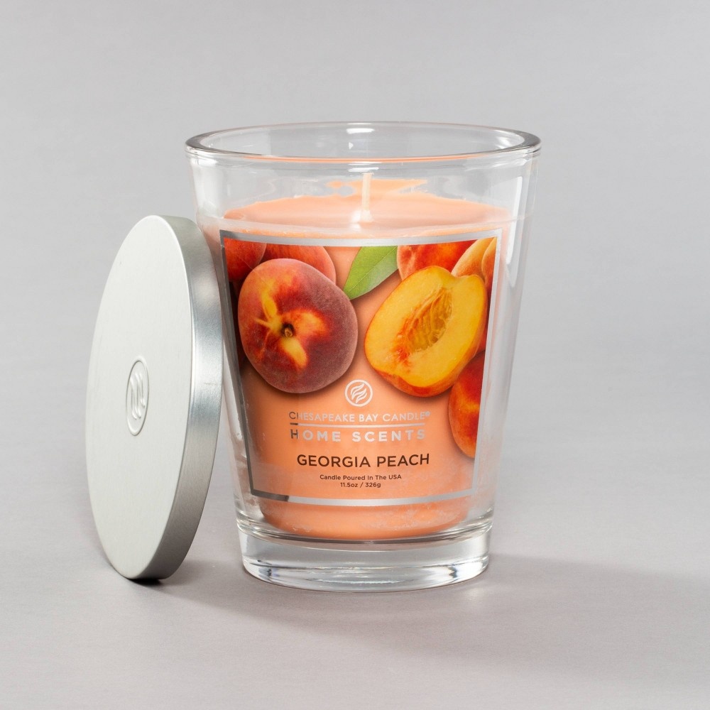 slide 2 of 3, 11.5oz Jar Georgia Peach Candle - Home Scents by Chesapeake Bay Candle, 11.5 oz
