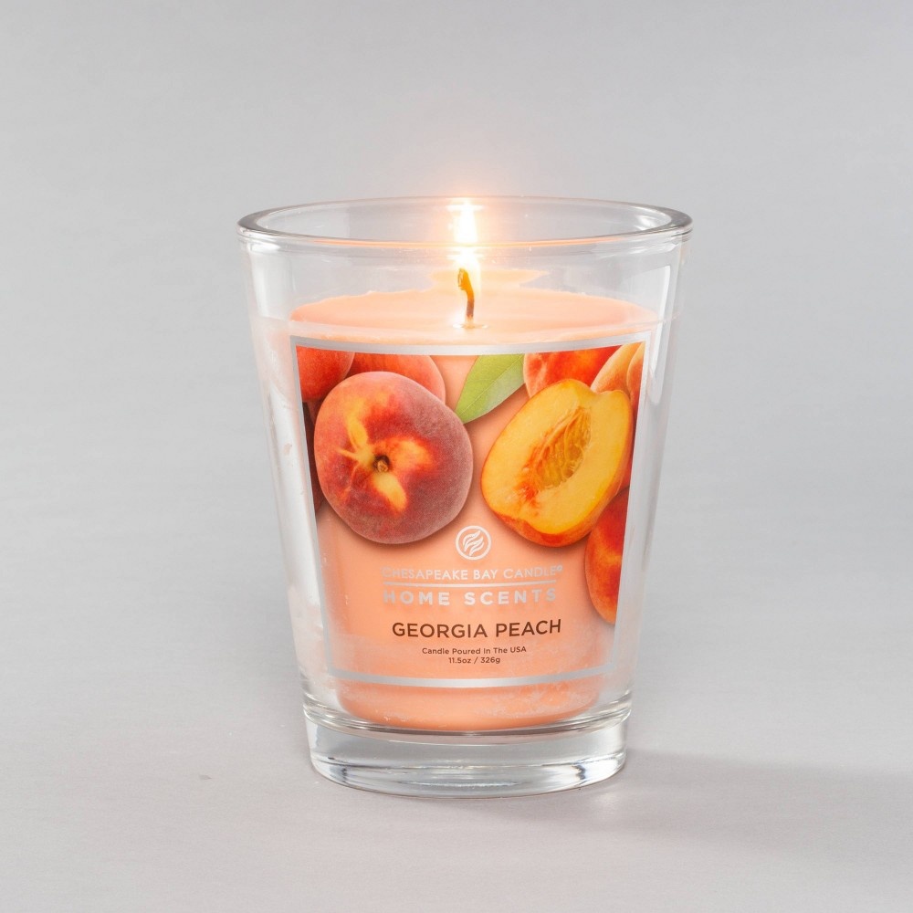 slide 3 of 3, 11.5oz Jar Georgia Peach Candle - Home Scents by Chesapeake Bay Candle, 11.5 oz