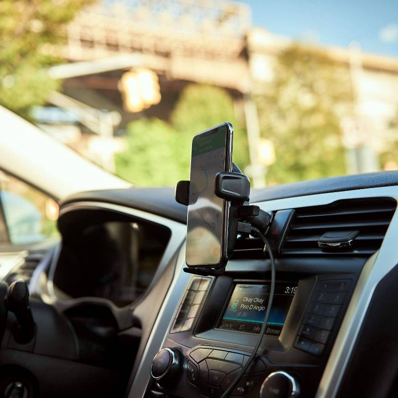 slide 6 of 8, iOttie Easy One Touch Wireless 2 Air Vent/CD with 10W Qi Wireless Charging Mount - Black: Car Phone Holder, Universal Electronics Model Compatibility, 1 ct