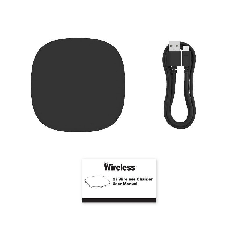 slide 4 of 9, Just Wireless 10W Qi Wireless Charging Pad with 4' TPU Charging Cable - Black, 1 ct