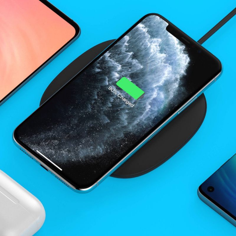 slide 5 of 9, Just Wireless 10W Qi Wireless Charging Pad with 4' TPU Charging Cable - Black, 1 ct