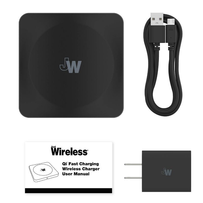 slide 9 of 9, Just Wireless 10W Qi Wireless Charging Pad with 4' TPU Charging Cable - Black, 1 ct