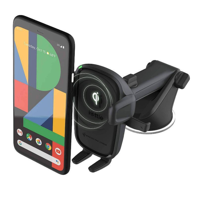 slide 1 of 9, iOttie Easy One Touch Wireless 2 Car & Desk Mount with 10W Qi Wireless Charging Mount - Black: Micro USB Cable, Car Adapter, 1 ct