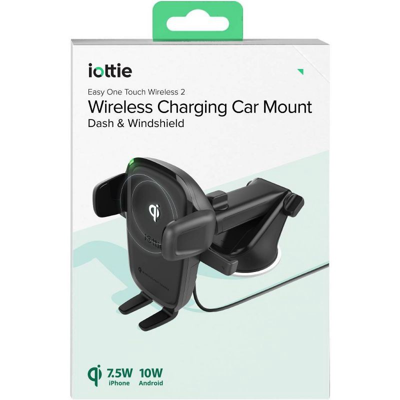 slide 9 of 9, iOttie Easy One Touch Wireless 2 Car & Desk Mount with 10W Qi Wireless Charging Mount - Black: Micro USB Cable, Car Adapter, 1 ct